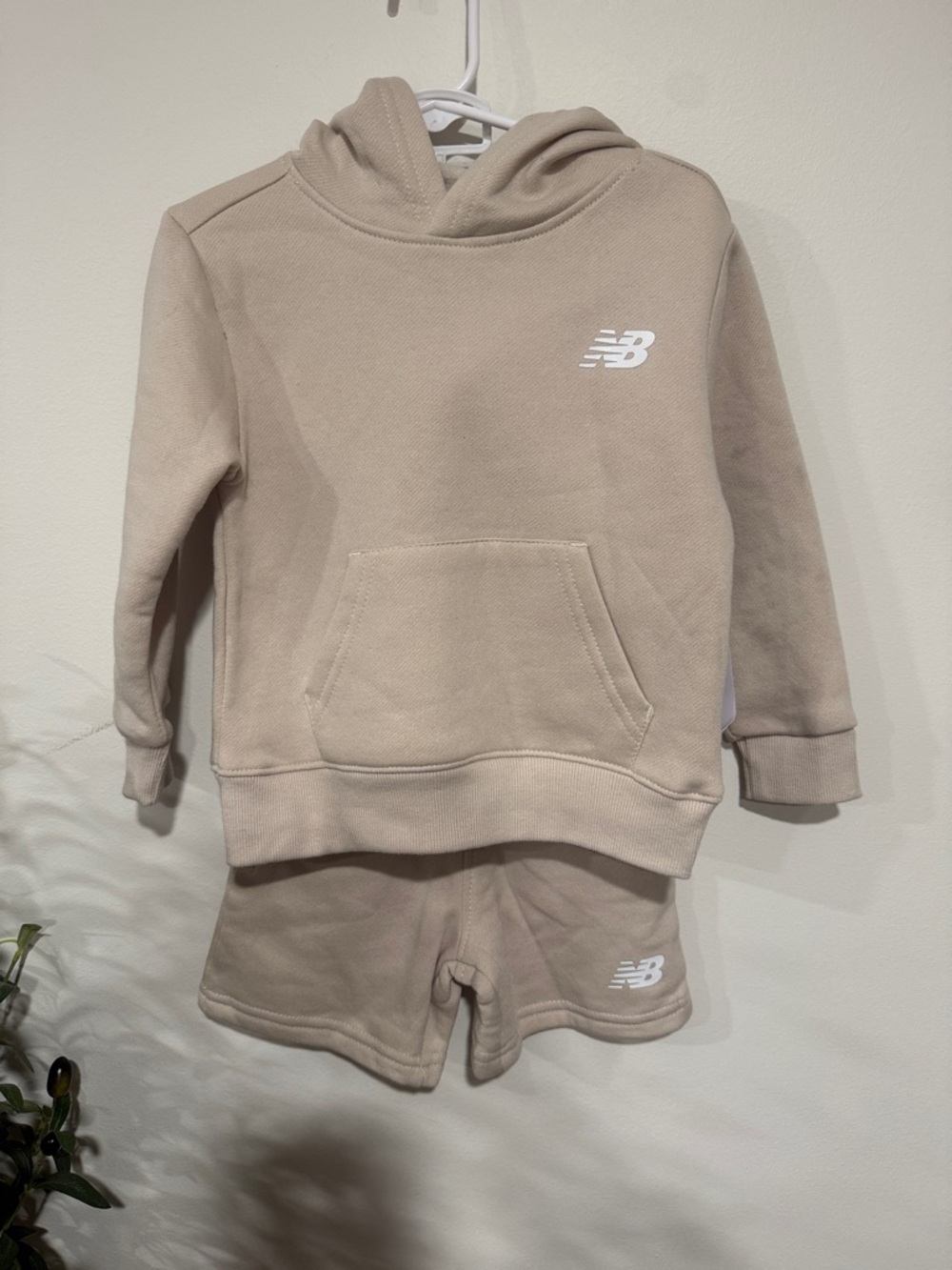 New Balance Kids Taupe Hoodie and Shorts Set